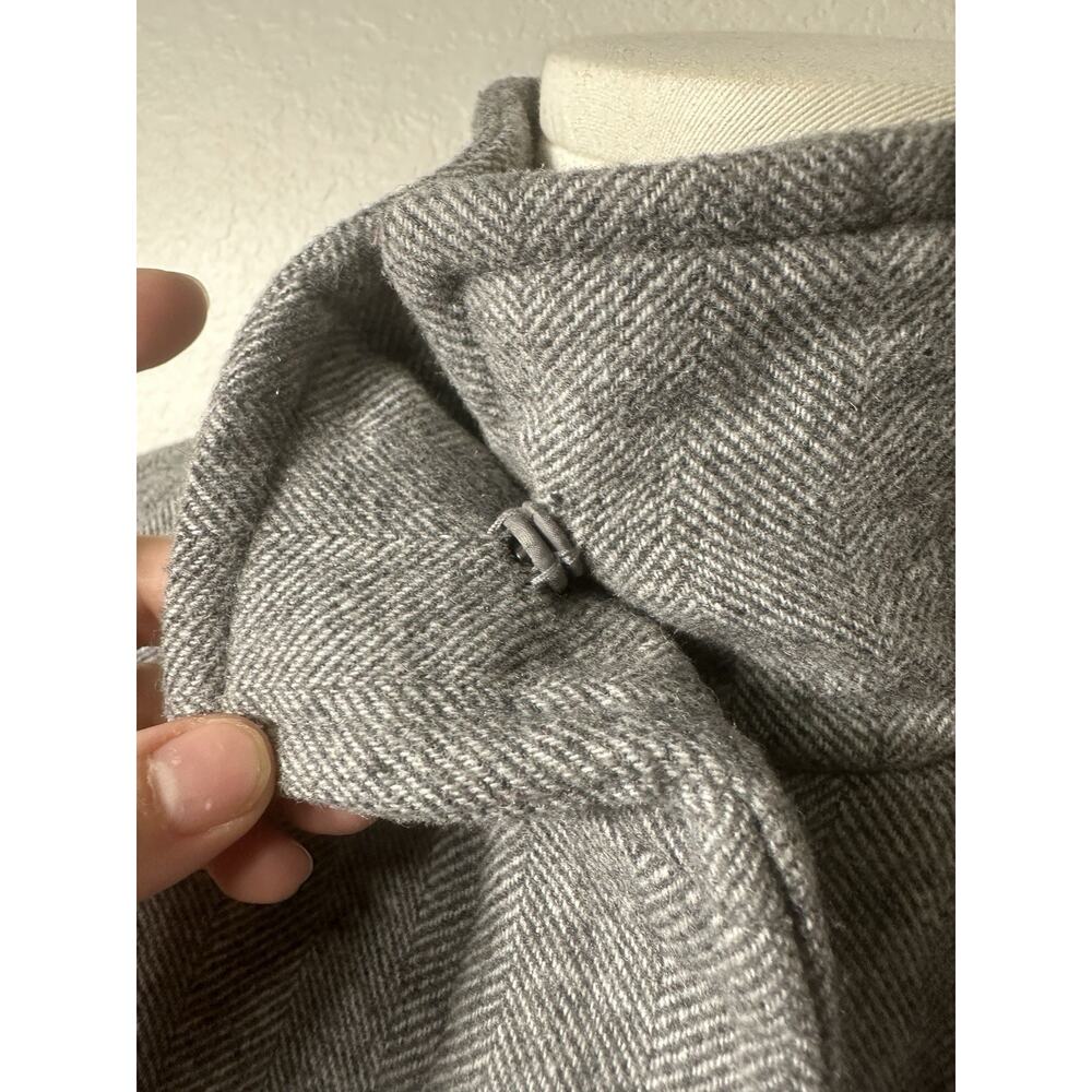 Calvin Klein Women’s XXS Gray Herringbone Wool Blend Coat Zip Snap Mid Length - Picture 10 of 16